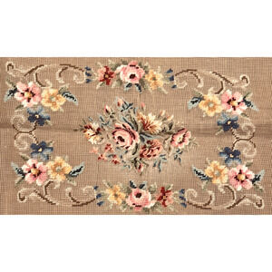 Vintage Preworked Decorator Needlepoint Canvas Roses Floral Whimsy Design 10x16